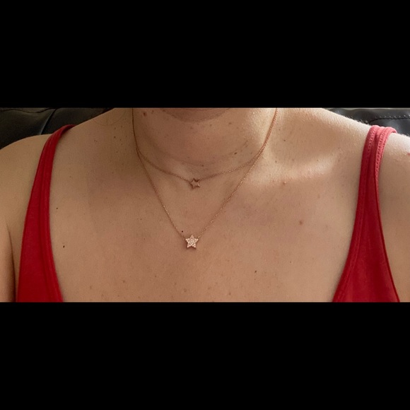 925 Silver double chain star trendy necklace - Picture 4 of 5